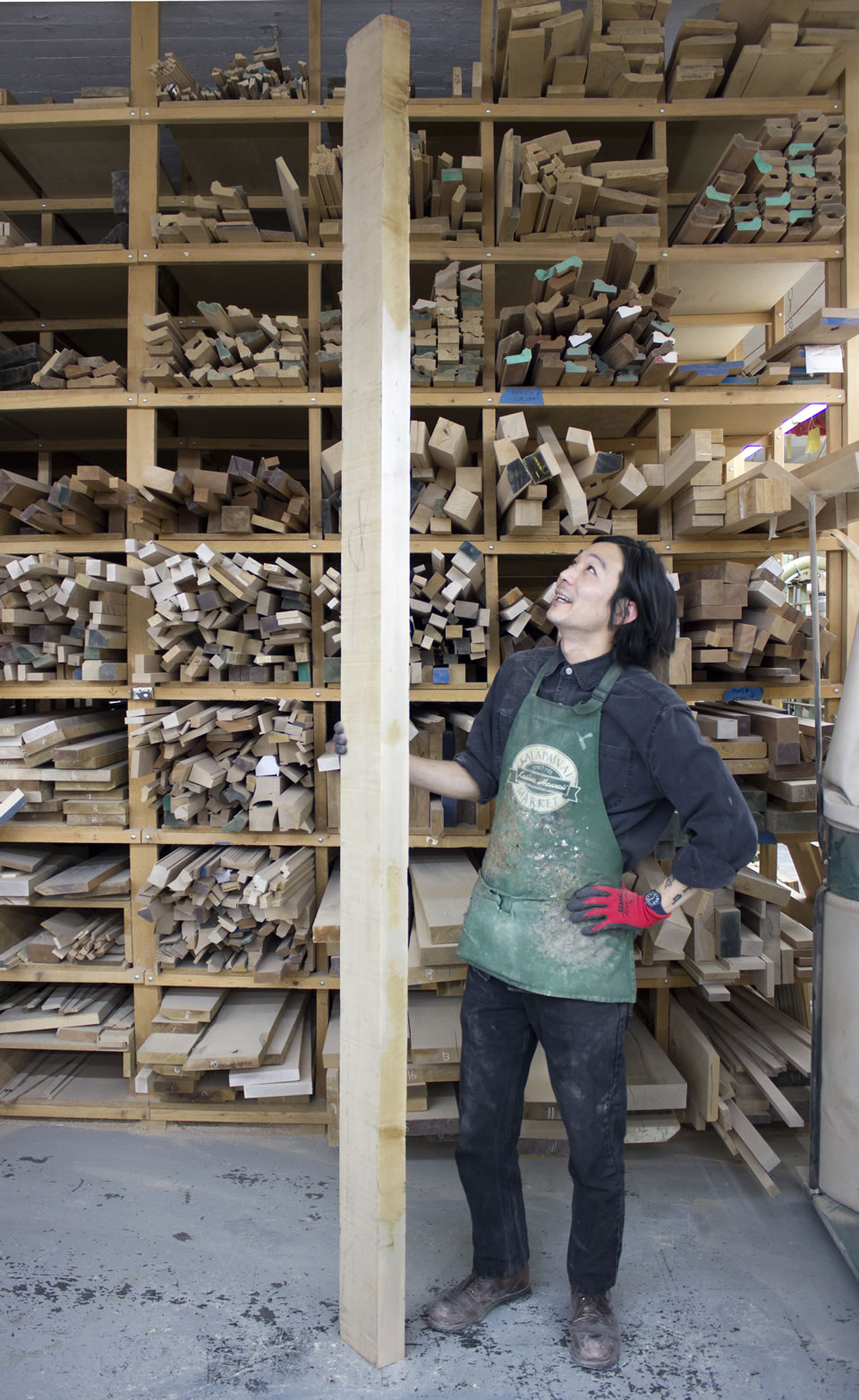 Peter Suzuki working in the woodshop