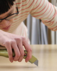 trimming adhesive bark paper