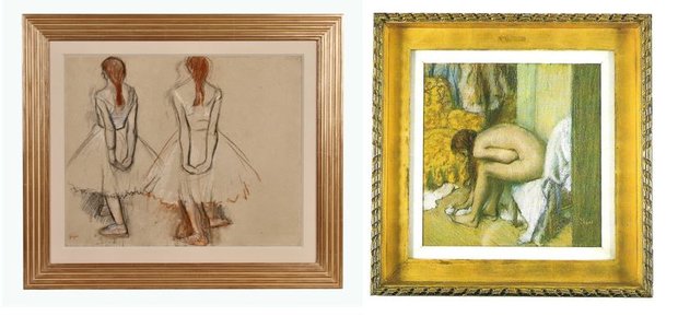 Two Framed Edgar Degas Artworks - One of a Dancer, the Other of a Bather