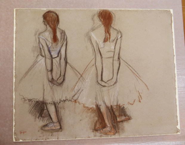 Edgar Degas Two Studies of a Dancer Unframed Drawing