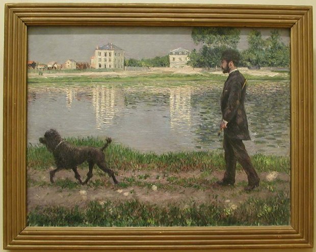 Gustave Caillebotte Framed Artwork of Richard Gallo and his Dog Dick at Petit Gennevilliers