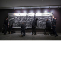 Torild Stray Artwork in Process of Being Installed