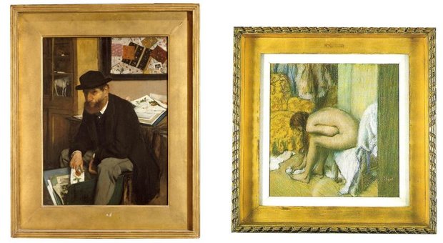 Two Framed Edgar Degas Artworks - One of a Man, the Other of a Bather